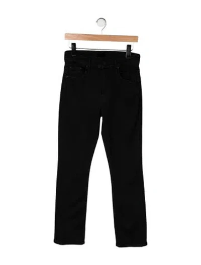 Pre-owned Mother High-rise Straight Leg Jeans In Black