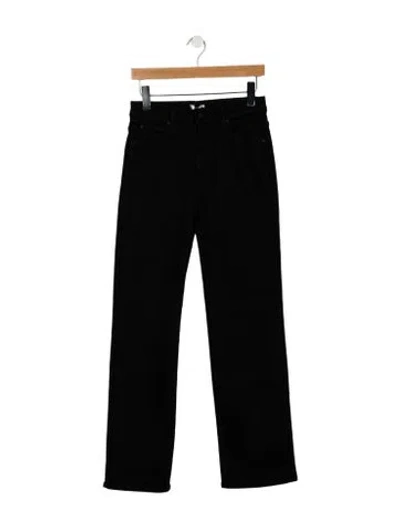 Pre-owned Mother High-rise Straight Leg Jeans In Black