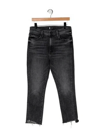 Pre-owned Mother High-rise Straight Leg Jeans In Black