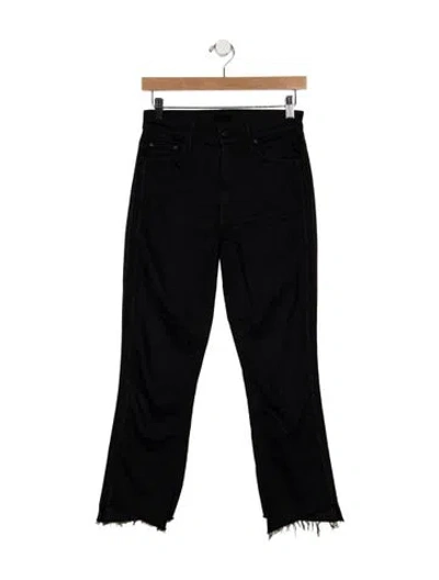 Pre-owned Mother High-rise Straight Leg Jeans In Black