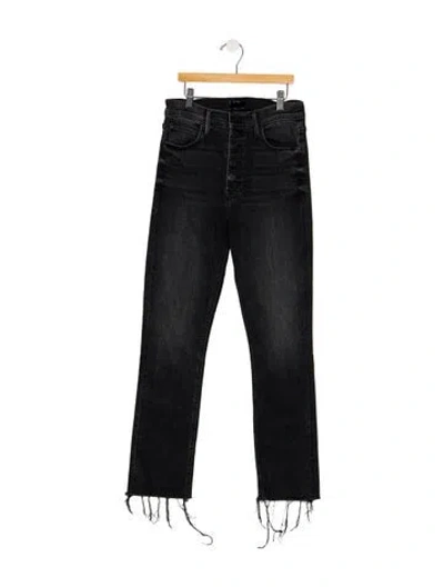 Pre-owned Mother High-rise Straight Leg Jeans In Black