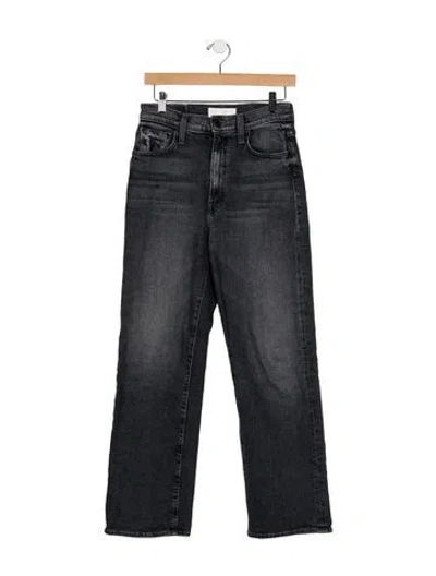 Pre-owned Mother High-rise Straight Leg Jeans In Black/grey