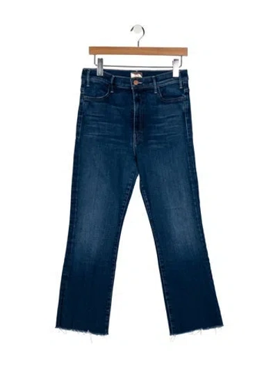 Pre-owned Mother High-rise Straight Leg Jeans In Blue