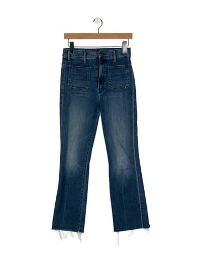 Pre-owned Mother High-rise Straight Leg Jeans In Blue