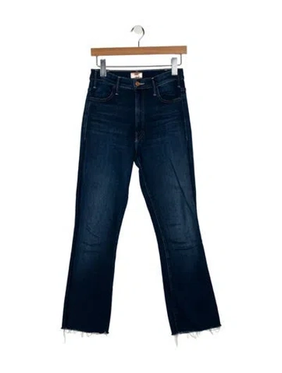Pre-owned Mother High-rise Straight Leg Jeans In Blue