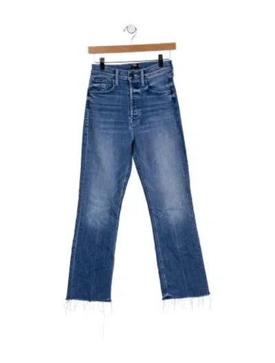 Pre-owned Mother High-rise Straight Leg Jeans In Blue