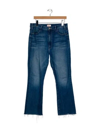 Pre-owned Mother High-rise Straight Leg Jeans In Blue
