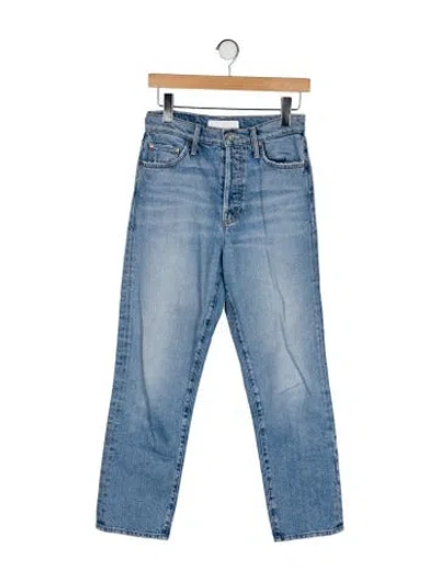 Pre-owned Mother High-rise Straight Leg Jeans In Blue