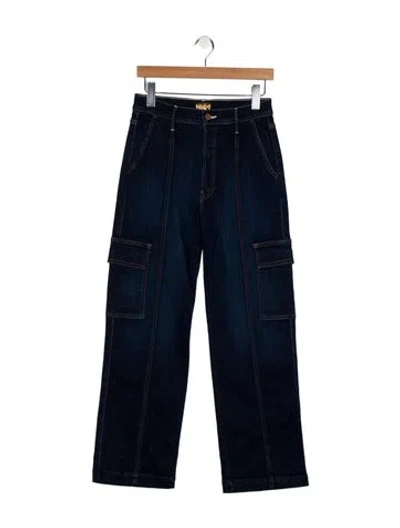 Pre-owned Mother High-rise Straight Leg Jeans In Blue