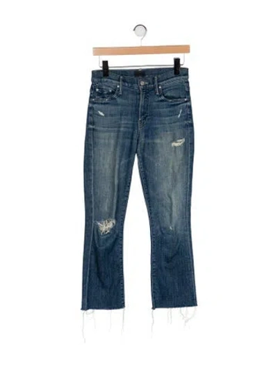 Pre-owned Mother High-rise Straight Leg Jeans In Blue