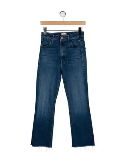 Pre-owned Mother High-rise Straight Leg Jeans In Blue