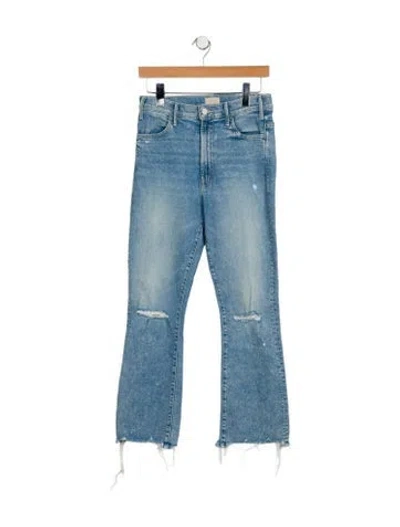 Pre-owned Mother High-rise Straight Leg Jeans In Blue