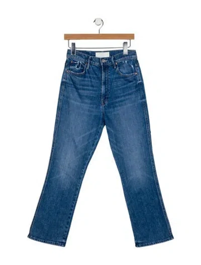 Pre-owned Mother High-rise Straight Leg Jeans In Blue