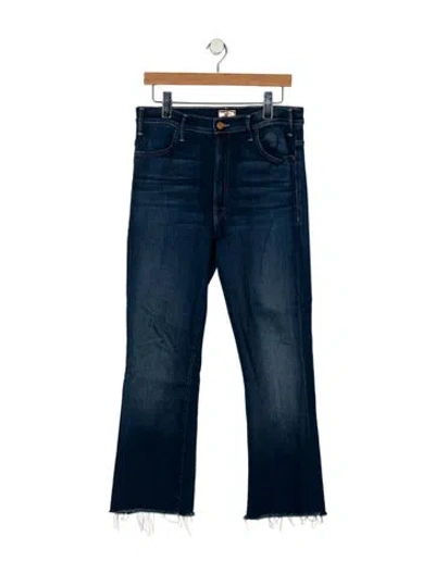 Pre-owned Mother High-rise Straight Leg Jeans In Blue
