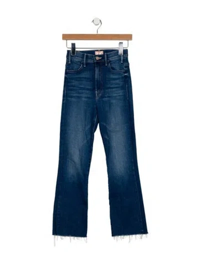 Pre-owned Mother High-rise Straight Leg Jeans In Blue