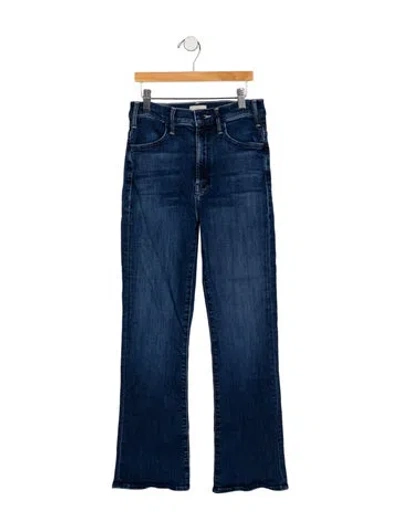 Pre-owned Mother High-rise Straight Leg Jeans In Blue