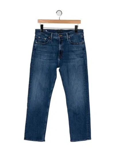 Pre-owned Mother High-rise Straight Leg Jeans In Blue