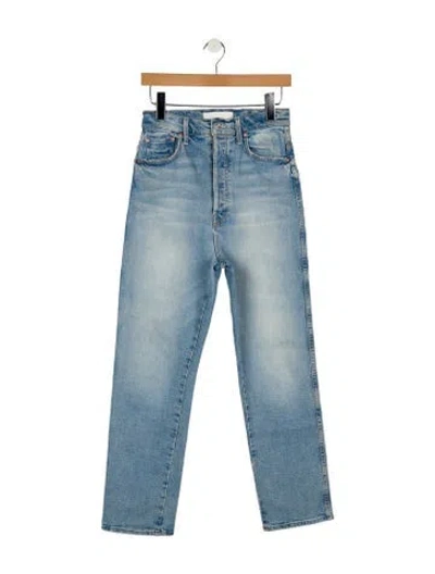 Pre-owned Mother High-rise Straight Leg Jeans In Blue