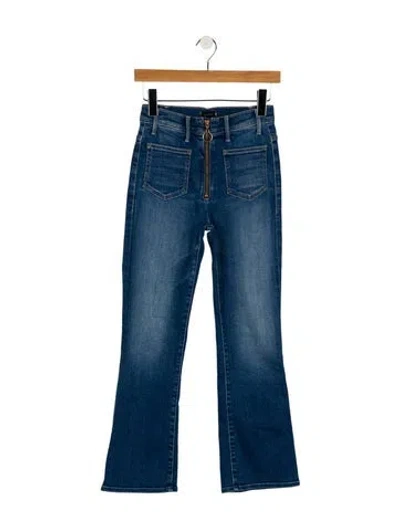 Pre-owned Mother High-rise Straight Leg Jeans In Blue