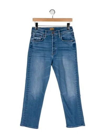 Pre-owned Mother High-rise Straight Leg Jeans In Blue