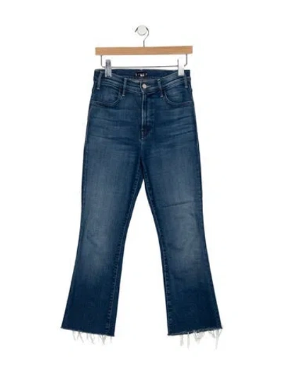 Pre-owned Mother High-rise Straight Leg Jeans In Blue