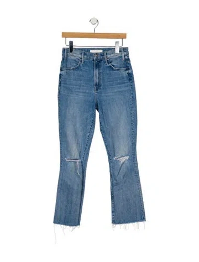 Pre-owned Mother High-rise Straight Leg Jeans In Blue