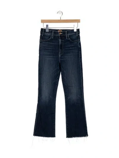 Pre-owned Mother High-rise Straight Leg Jeans In Blue