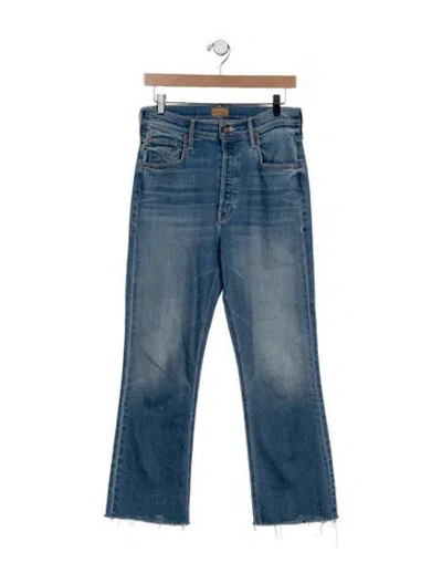 Pre-owned Mother High-rise Straight Leg Jeans In Blue