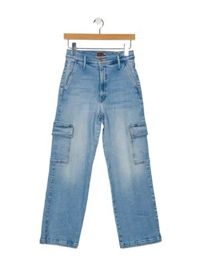 Pre-owned Mother High-rise Straight Leg Jeans In Blue