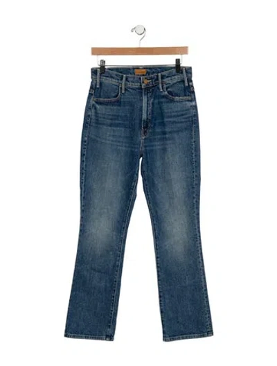 Pre-owned Mother High-rise Straight Leg Jeans In Blue