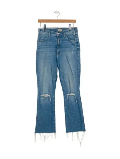 Pre-owned Mother High-rise Straight Leg Jeans In Blue