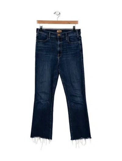 Pre-owned Mother High-rise Straight Leg Jeans In Blue