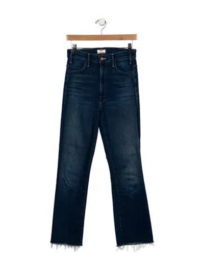 Pre-owned Mother High-rise Straight Leg Jeans In Blue