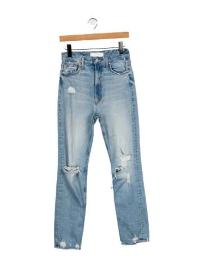 Pre-owned Mother High-rise Straight Leg Jeans In Blue