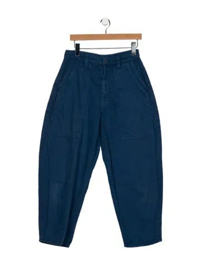 Pre-owned Mother High-rise Straight Leg Jeans In Blue