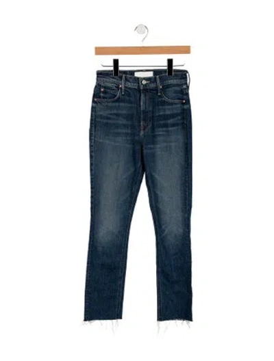 Pre-owned Mother High-rise Straight Leg Jeans In Blue