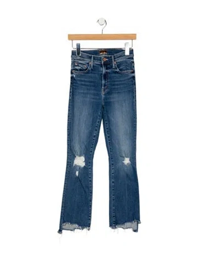 Pre-owned Mother High-rise Straight Leg Jeans In Blue