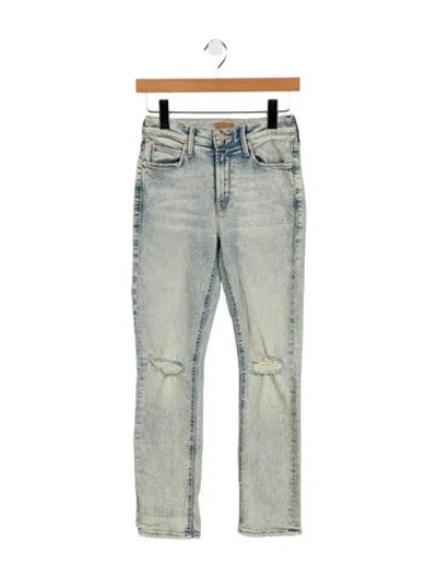 Pre-owned Mother High-rise Straight Leg Jeans In Blue
