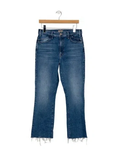 Pre-owned Mother High-rise Straight Leg Jeans In Blue