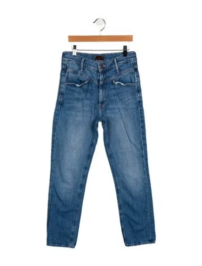 Pre-owned Mother High-rise Straight Leg Jeans In Blue