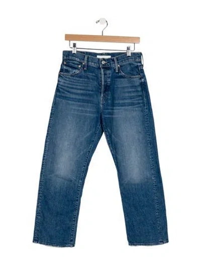 Pre-owned Mother High-rise Straight Leg Jeans In Blue
