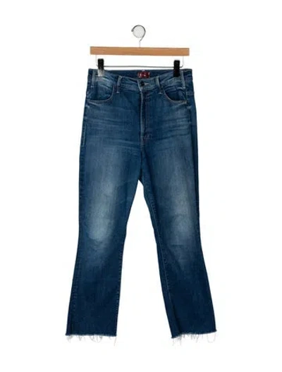 Pre-owned Mother High-rise Straight Leg Jeans In Blue