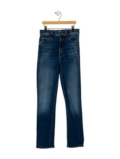 Pre-owned Mother High-rise Straight Leg Jeans In Blue