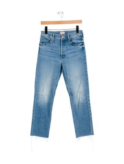 Pre-owned Mother High-rise Straight Leg Jeans In Blue
