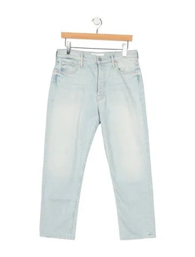 Pre-owned Mother High-rise Straight Leg Jeans In Blue