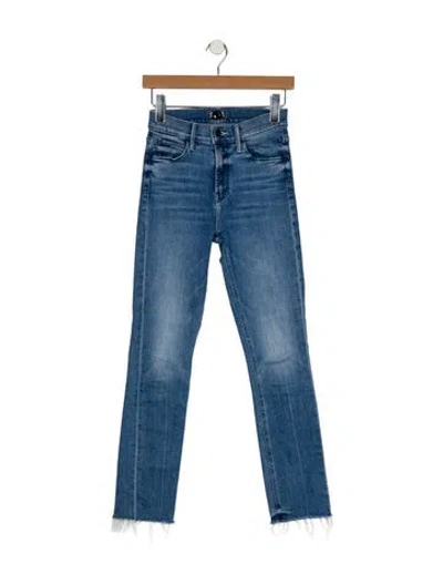 Pre-owned Mother High-rise Straight Leg Jeans In Blue