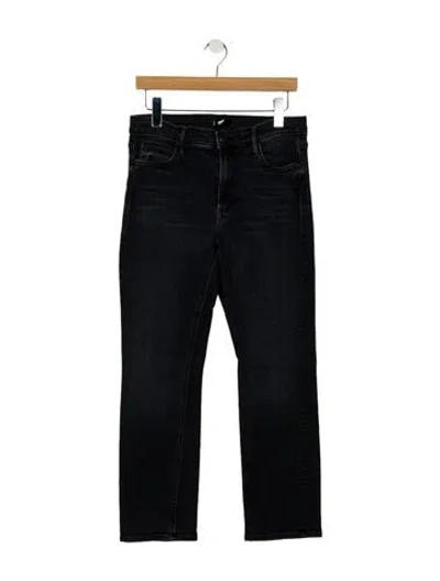 Pre-owned Mother High-rise Straight Leg Jeans In Blue