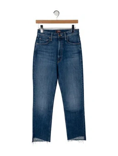 Pre-owned Mother High-rise Straight Leg Jeans In Blue