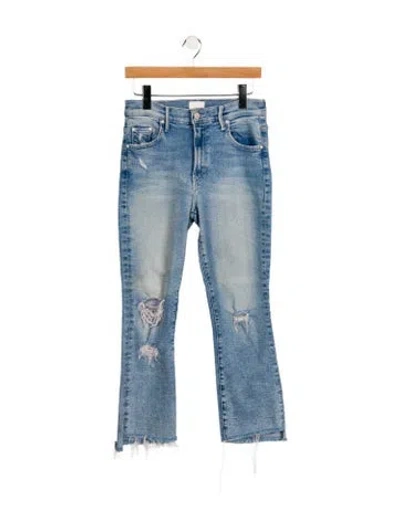 Pre-owned Mother High-rise Straight Leg Jeans In Blue