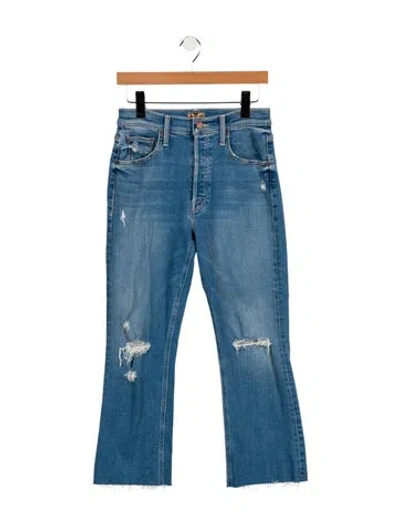 Pre-owned Mother High-rise Straight Leg Jeans In Blue